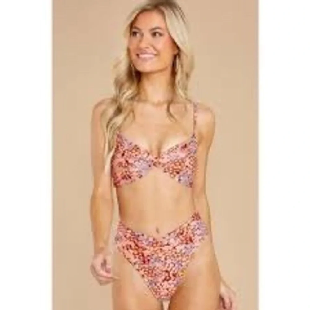 L*SPACE Ringo Bikini Top Floral Size Large